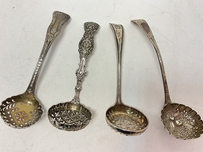 Lot 1065 - Georgian silver ladle and three Victorian silver ladles (4)
