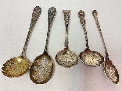 Lot 1066 - Four Victorian and later silver ladles and one other sterling spoon (5)