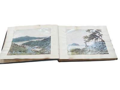 Lot 1258 - Album of Japanese photographs, titled 'Japan Volume 1898-1902 Round the World, containing tinted photographs, sketches and annotations, notes to tourists etc. also touching on the Philippines an...