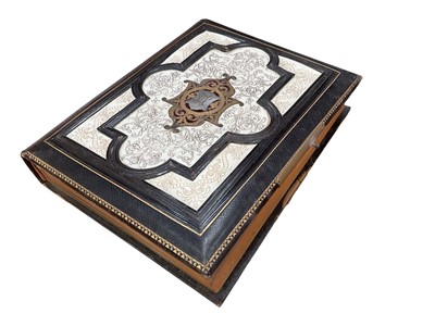 Lot 1191 - Ornate Victorian album of cabinet & cartes de visite cards, family photographs