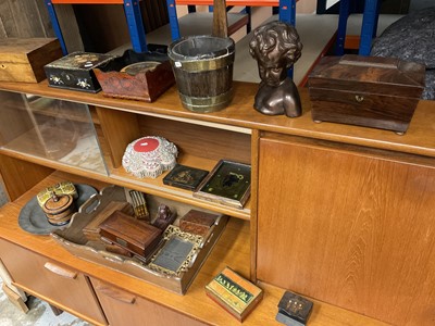 Lot 246 - Mahogany tray, small group of various antique boxes