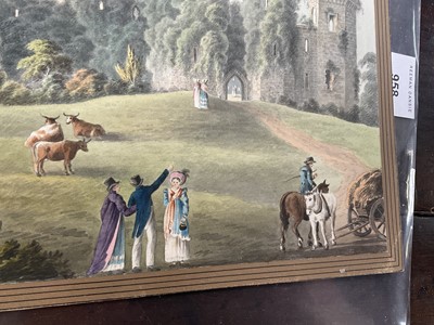 Lot 958 - Thomas Remnant Charleton (1756-1849) watercolour - 'Monmouthshire', titled to rear, and titled 'Raglan Castle' to mount, 27 x 37cm