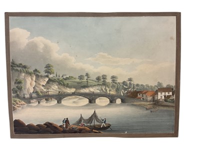 Lot 931 - Thomas Remnant Charleton (1756-1849) watercolour - 'Chepstow Bridge' titled to Mount, 27 x 37cm