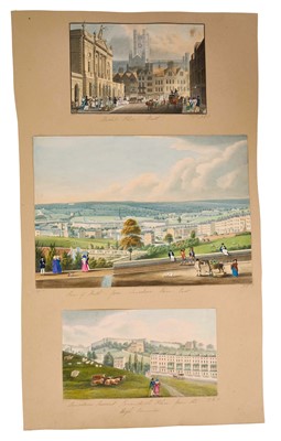 Lot 947 - Thomas Remnant Charleton (1756-1849) watercolour - Three views of Bath, each titled to mount: 'Market Place, Bath'; 'Part of Bath from Lansdown Place, East'; 'Lansdown Crescent, Cavendish Place...