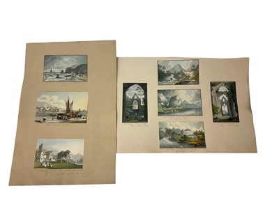 Lot 930 - Thomas Remnant Charleton (1756-1849) two album pages containing a total of eight watercolours, depicting scenes in Monmouthshire, Cumberland, Wales etc, titled to mount, each approximately 10 x...