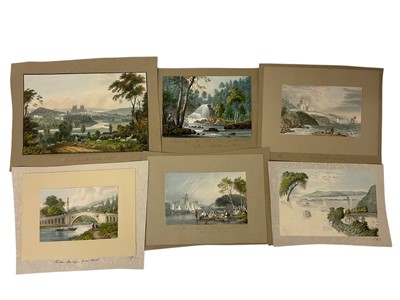 Lot 928 - Thomas Remnant Charleton (1756-1849) watercolour - '..At the Windermere Lake berth, May 2nd 1839, 10 x 15cm, inscribed to the mount, together with five further landscapes by the same hand