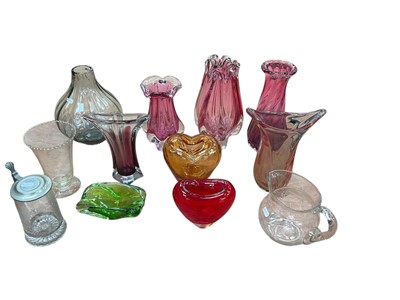 Lot 404 - Group of art glass including one signed Sevres France
