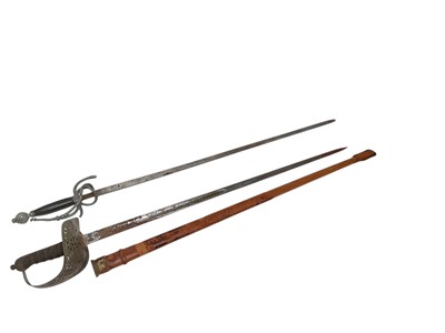 Lot 690 - First World War 1897 pattern sword and a replica medieval sword (2)