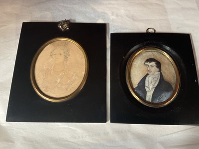 Lot 262 - Two 19th century portrait miniatures on paper