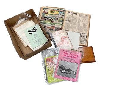 Lot 406 - Group of mixed ephemera and an oak book slide