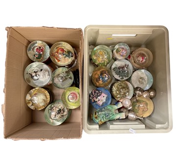 Lot 419 - Three boxes of ceramics and snow globes etc