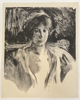 Lot 207 - Albert de Bellaroche (1864-1944) lithograph - portrait of a lady, 61cm x 48cm, unframed