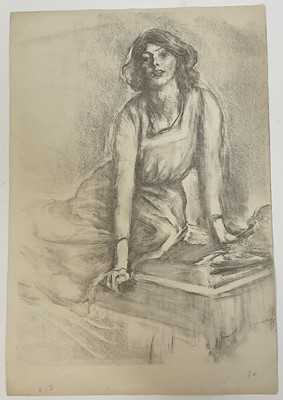 Lot 206 - Albert de Bellaroche (1864-1944) lithograph - portrait of a lady, initialled, 56cm x 38cm, unframed