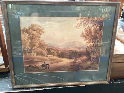Lot 856 - Watercolour landscape after T.Wainwright, another of a view through an archway to a lighthouse, and two framed Burmese watercolours (4)