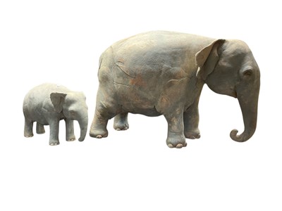 Lot 234 - Two Pottery models of elephants