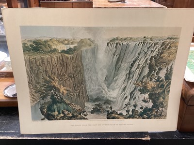 Lot 857 - Collection of 6 prints after Thomas Baines mainly views near The Victoria Falls, South Africa, together with a larger framed print (7)