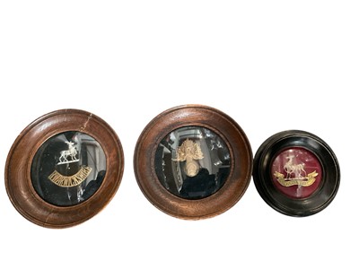 Lot 670 - Three British Army Insignia - Royal Warwickshire Regiment cap badge, collar badge and shoulder title, Royal Fusiliers cap badge