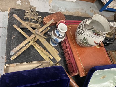Lot 131 - An antique cable winder, photo album and sundries