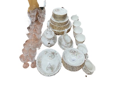 Lot 414 - Royal Albert 'Howarth' pattern tea, coffee and dinner service and small group of glassware.
