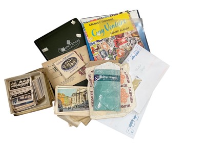 Lot 423 - Group of mixed ephemera to include stamps, cigarette cards, postcards and tea cards.