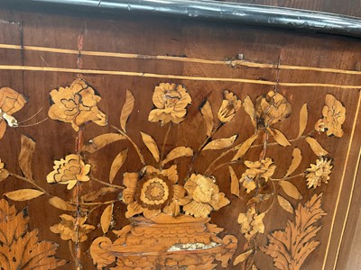Lot 1302 - 18th century Dutch marquetry serpentine two drawer chest