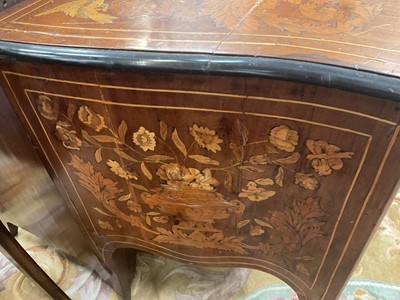 Lot 1302 - 18th century Dutch marquetry serpentine two drawer chest