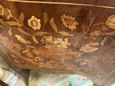 Lot 1302 - 18th century Dutch marquetry serpentine two drawer chest
