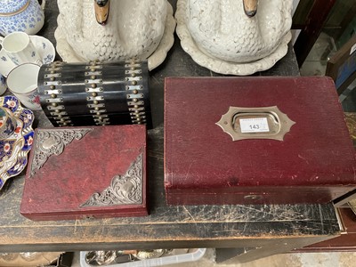 Lot 143 - Early 20th century leather jewellery box and two other boxes