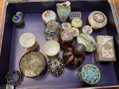 Lot 145 - Vertu items including scent bottles, enamel boxes etc