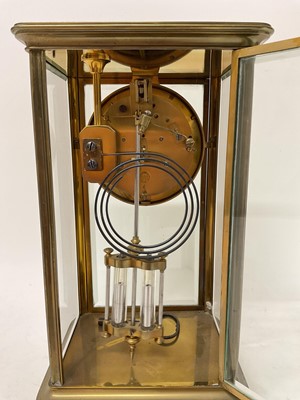 Lot 817 - French brass cased four glass mantel clock