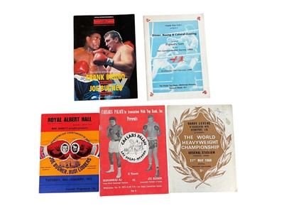 Lot 1207 - Group of boxing programmes, including Muhammad Ali v Henry Cooper 1966, with ticket taped to the inside, Muhammad Ali v Joe Bugner, etc