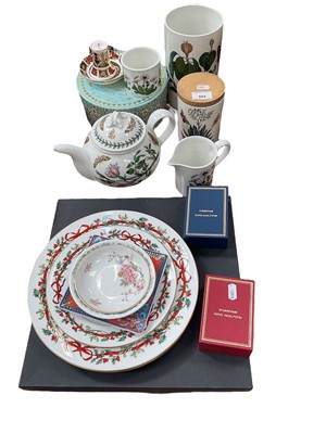 Lot 504 - Royal Crown Derby pattern 1128 posy vase and pin dishes, Rosenthal Versace platter in box, ditto ashtray, Wedgwood Queen of Hearts cup and saucer in box and other china