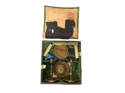 Lot 734 - Victorian brass desk set