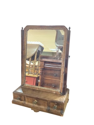 Lot 1290 - Mid 18th century walnut dressing table mirror