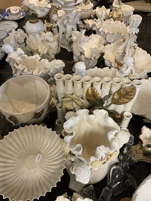 Lot 166 - Large collection of 19th century Moore brothers white and gilt glazed ceramics
