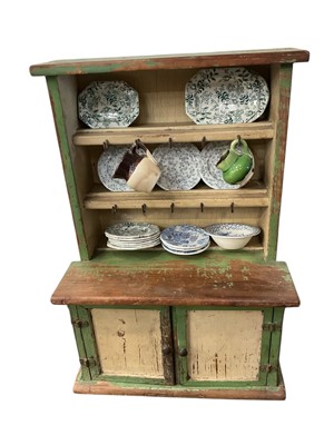 Lot 156 - Miniature painted dresser and miniature ceramics