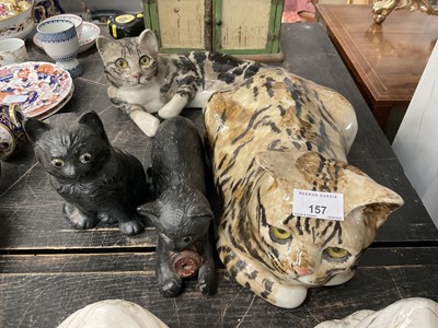 Lot 157 - Two Winstanley cats and two other cat ornaments