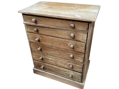 Lot 1233 - Antique pine six drawer collectors cabinet