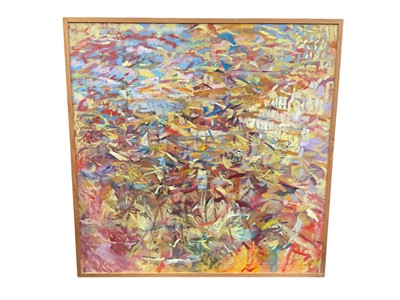 Lot 370 - Eddie Wilson large abstract oil on canvas- 'Water' 2003, signed verso, in wooden frame, 125.5cm² overall
