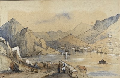 Lot 127 - Vathi, Ithaca, Greece - pencil and watercolour, 19.5cm x 29.5cm, unframed