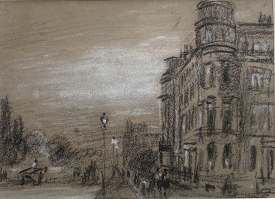 Lot 122 - George James Rowe (1807-1883) - A London Mansion Block - black and white chalk,10cm x 14cm, in glazed frame.