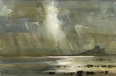 Lot 126 - Colin Rule (contemporary) - Bamburgh Castle, Northumberland, watercolour, 35.5cm x 54.5cm, signed, in glazed frame.