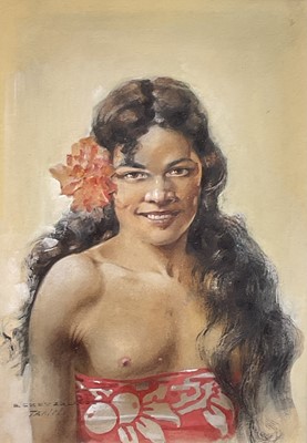 Lot 287 - Elie Cheverlange, 20th Century watercolour - Tahiti , 32cm x 23cm, glazed frame
