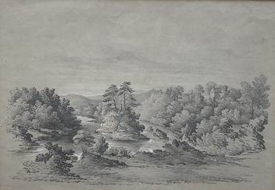 Lot 286 - Pair of 19th century graphite drawings of Scottish Highlands