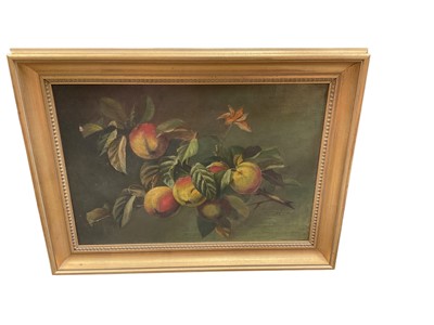 Lot 600 - Oil on canvas in gilt frame, still life, signed A.E. Hughes 1896