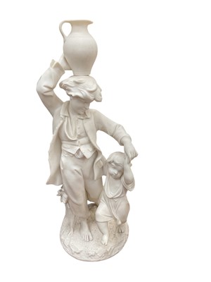 Lot 561 - 19th century parian figure depicting frolicking child with parent