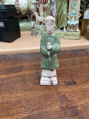 Lot 130 - Antique Chinese green glazed pottery tomb figure
