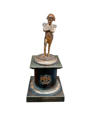 Lot 825 - Bronzed and patinated sculpture of Napoleon, on a square base