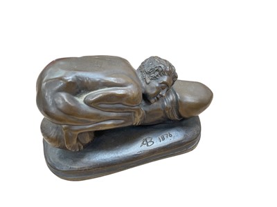 Lot 496 - After Bruno Zach (1891 - 1935) a bronzed resin sculpture 'dream phallus', a page of an illuminated manuscript of erotic interest, and a 20th century lacquered screen