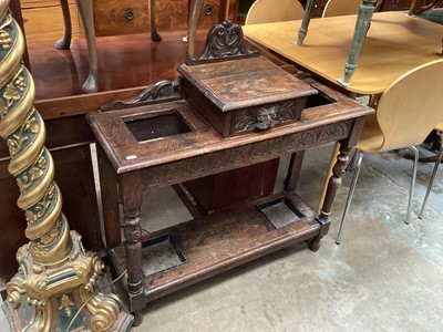 Lot 1259 - Edwardian carved oak hall stand